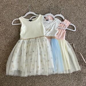 Zunie Starry Tulle Dress Trio - Cream, Blue, Pink